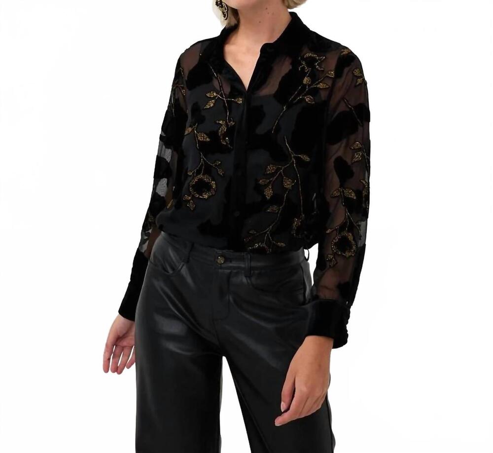 NEW ESQUALO burnout flower blouse in black